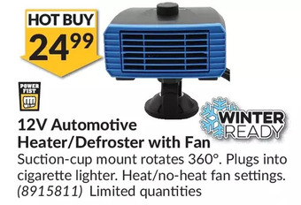 Princess Auto 12v automotive heater/defroster with fan offer