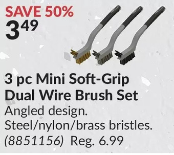 Princess Auto 3 pc mini soft-grip dual wire brush set offer