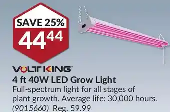 Princess Auto Volt king 4 ft 40w led grow light offer