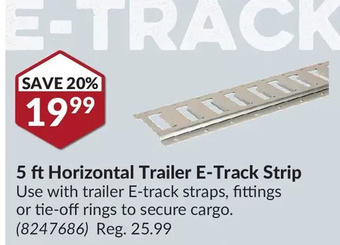 Princess Auto 5 ft horizontal trailer e-track strip offer