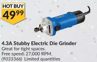 Princess Auto Power fist 4.3a stubby electric die grinder offer