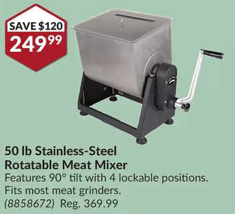 Princess Auto 50 lb stainless-steel rotatable meat mixer offer