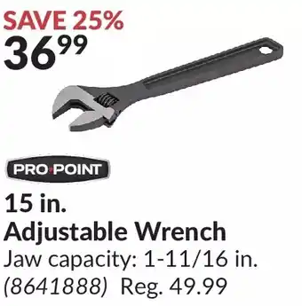 Princess Auto Pro.point 15 in. adjustable wrench offer