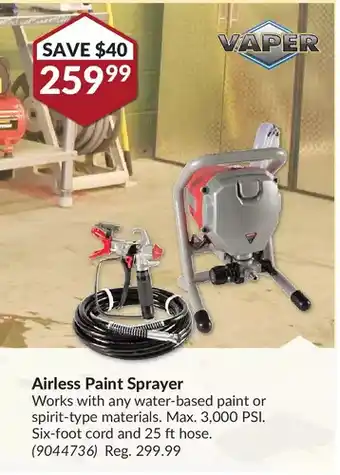 Princess Auto Vaper airless paint sprayer offer