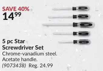 Princess Auto 5 pc star screwdriver set offer