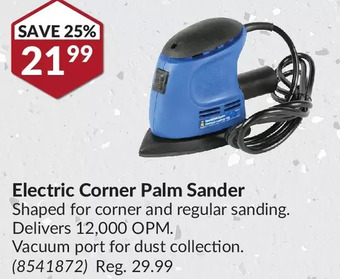 Princess Auto Electric corner palm sander offer