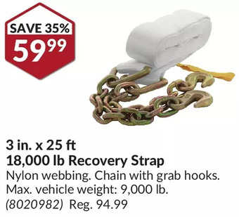 Princess Auto 3 in. x 25 ft 18,000 lb recovery strap offer