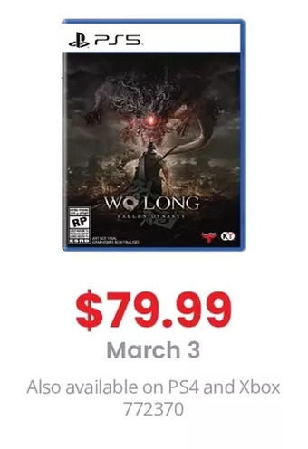 GameStop Wo long: fallen dynasty offer