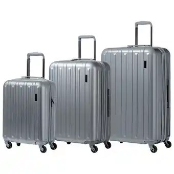 Best Buy Champs runway 3-piece hard side expandable luggage set - silver offer