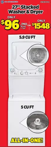 Surplus Furniture Ge 27" stacked washer&dryer offer