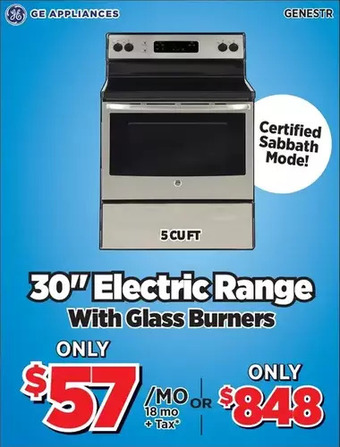 Surplus Furniture Ge stainless steel 30" electric range with glass burners offer