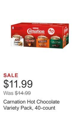 Costco Carnation hot chocolate variety pack, 40-count offer