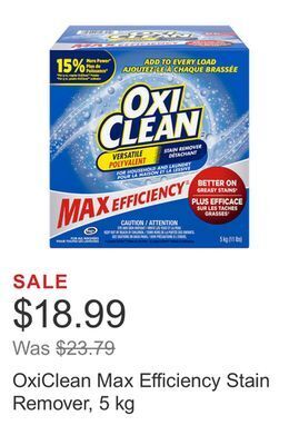 Costco Oxiclean max efficiency stain remover, 5 kg offer
