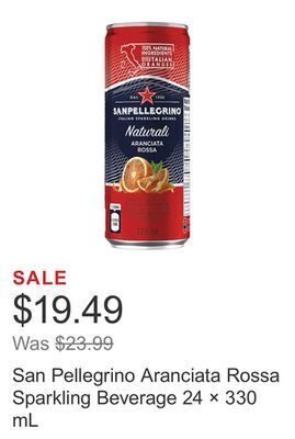 Costco San pellegrino aranciata rossa sparkling beverage 24 × 330 ml offer