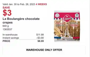 Costco La boulangere chocolate crepes offer