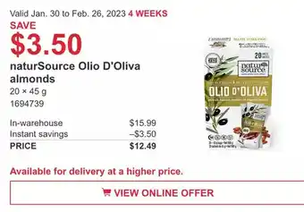 Costco Natursource olio d'oliva almonds offer