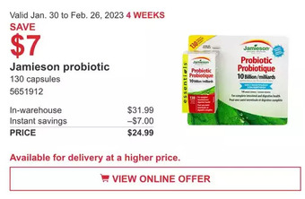 Costco Jamieson probiotic offer