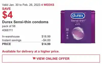 Costco Durex sensi-thin condoms offer