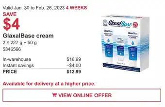 Costco Glaxalbase cream offer
