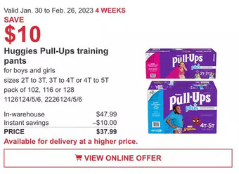 Costco Huggies pull-ups training pants offer