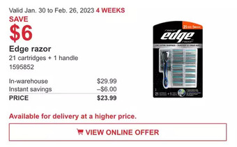 Costco Edge razor offer