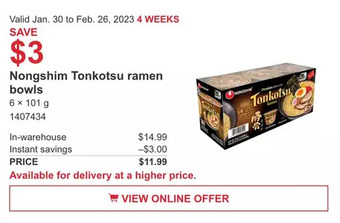 Costco Nongshim tonkotsu ramen bowls offer