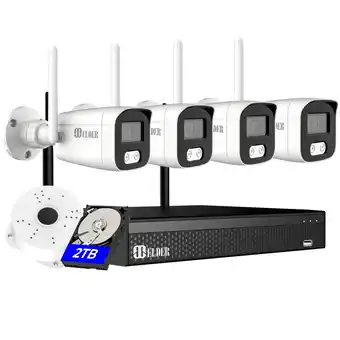Best Buy 【2023 new】elder 4k wireless security camera system, 4-camera wifi surveillance kit outdoor diy audio 2tb hdd, home security c offer