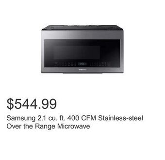 Costco Samsung 2.1 cu. ft. 400 cfm stainless-steel over the range microwave offer