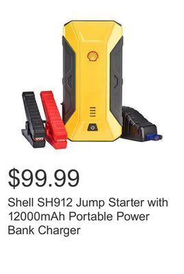 Costco Shell sh912 jump starter with 12000mah portable power bank charger offer