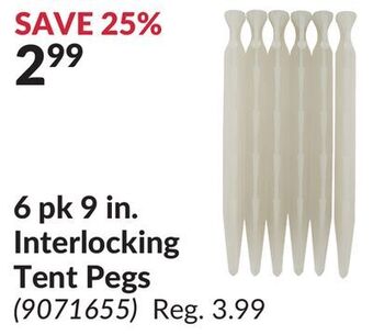 Princess Auto 6 pk 9 in. interlocking tent pegs offer