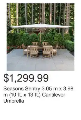 Costco Seasons sentry 3.05 m x 3.98 m (10 ft. x 13 ft.) cantilever umbrella offer