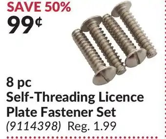 Princess Auto 8 pc self-threading licence plate fastener set offer