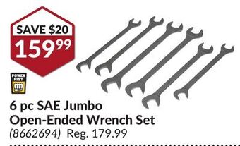 Princess Auto 6 pc sae jumbo open-ended wrench set offer