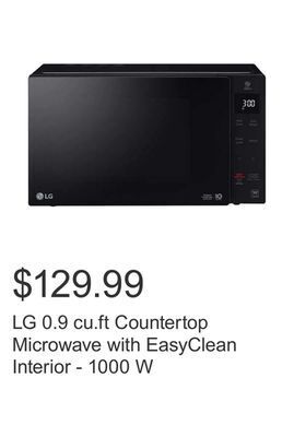 Costco Lg 0.9 cu.ft countertop microwave with easyclean interior - 1000 w offer