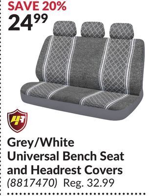 Princess Auto Grey/white universal bench seat and headrest covers offer