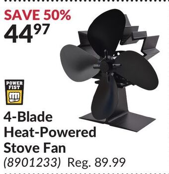 Princess Auto 4-blade heat-powered stove fan offer