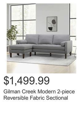 Costco Gilman creek modern 2-piece reversible fabric sectional offer