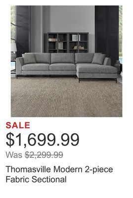 Costco Thomasville modern 2-piece fabric sectional offer