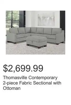 Costco Thomasville contemporary 2-piece fabric sectional with ottoman offer