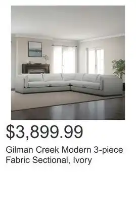 Costco Gilman creek modern 3-piece fabric sectional, ivory offer