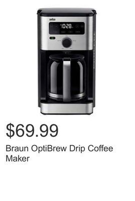 Costco Braun optibrew drip coffee maker offer