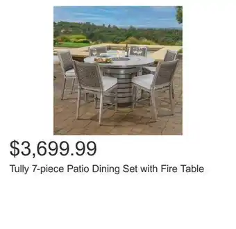 Costco Tully 7-piece patio dining set with fire table offer