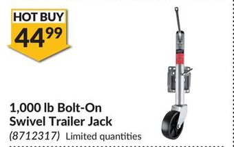 Princess Auto 1,000 lb bolt-on swivel trailer jack offer
