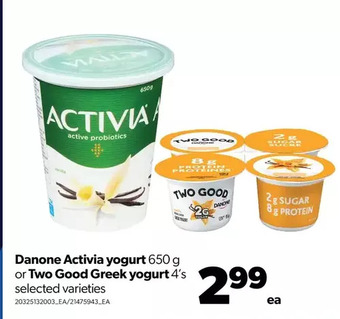 Real Canadian Superstore Danone activia yogurt or two good greek yogurt offer