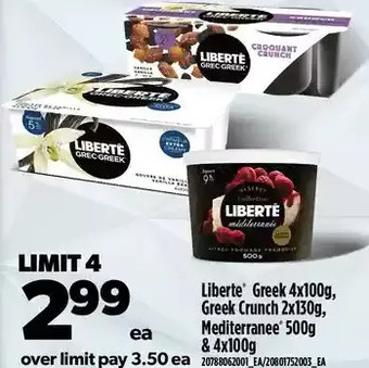 Real Canadian Superstore Liberte greek, greek crunch, mediterranee offer