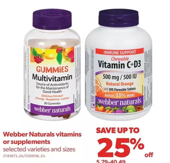 Real Canadian Superstore Webber naturals vitamins or supplements offer