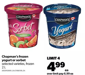 Real Canadian Superstore Chapman's frozen yogurt or sorbet offer