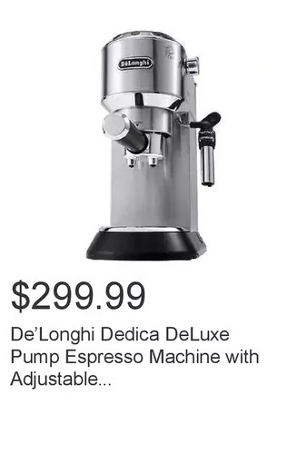 Costco De’longhi dedica deluxe pump espresso machine with adjustable frothing wand offer
