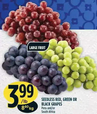 Marché Adonis Seedless red, green or black grapes offer