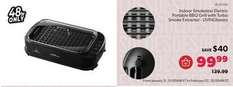 Shopper+ Indoor smokeless electric portable bbq grill with turbo smoke extractor - livingbasics offer